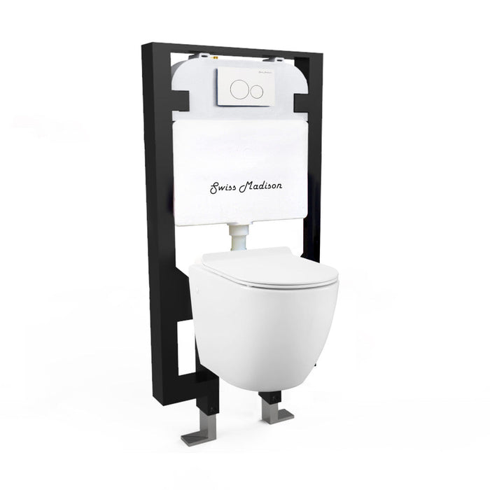 Swiss Madison Swiss Madison Well Made Forever SM-WK449-01W - St. Tropez Wall Hung Toilet Bundle, Glossy White