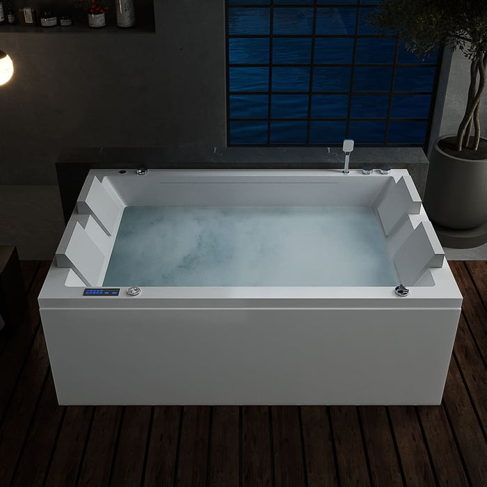 Empava 71 In. Freestanding Combination Massage 2-Person LED Tub With Center Drain EMPV-71JT801