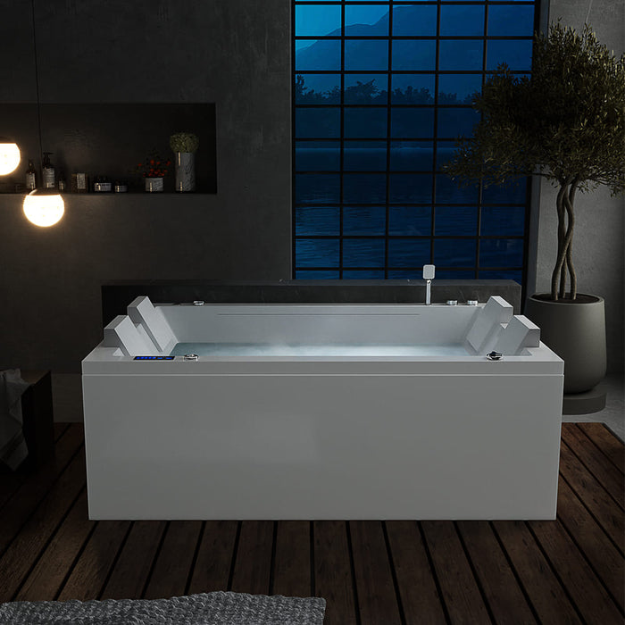 Empava 71 In. Freestanding Combination Massage 2-Person LED Tub With Center Drain EMPV-71JT801