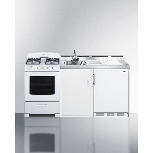 Summit 72" Wide All-in-One Kitchenette with Gas Range ACK72GASW