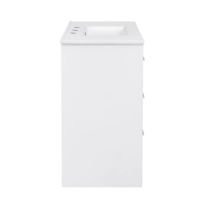 Swiss Madison Virage 36 in. White Bathroom Vanity With White, 3-Hole Ceramic Sink Top - SM-BV750W-3