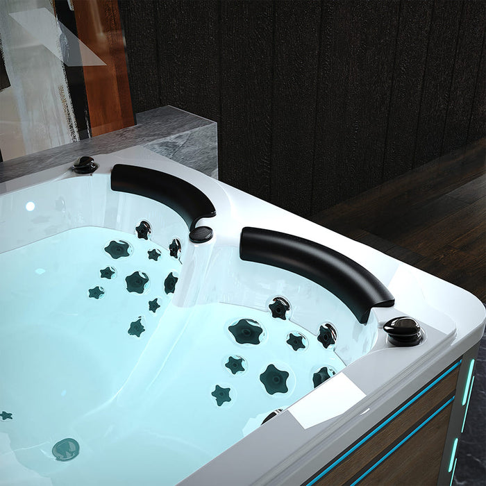 Empava 75 In. Freestanding Luxury Thermostatic 2-Person Rectangle LED Tub With Right Drain EMPV-75JT901 