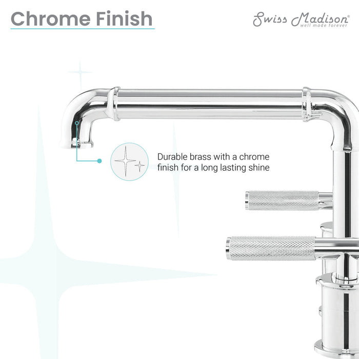 Swiss Madison Avallon 8 in. Widespread, Sleek Handle, Bathroom Faucet in Chrome