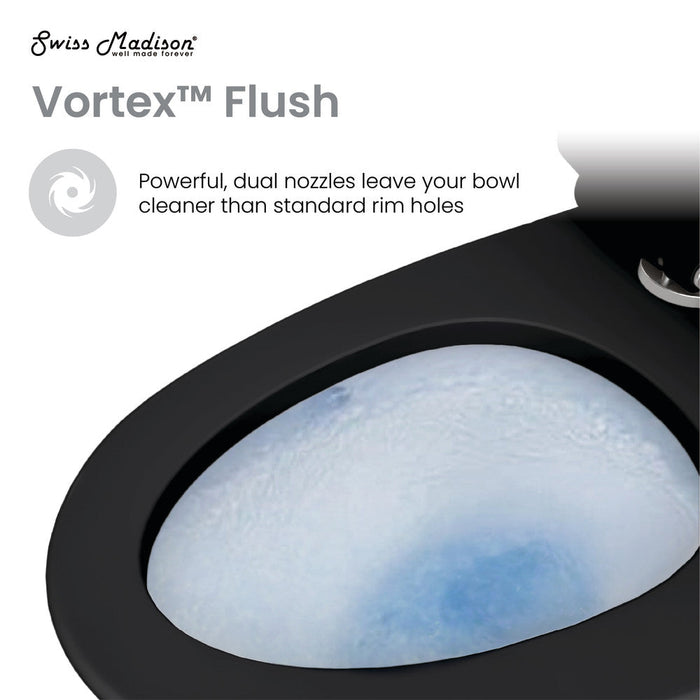 Swiss Madison Virage One-Piece Elongated Toilet Vortex Dual-Flush 1.1/1.6 gpf, Matte Black