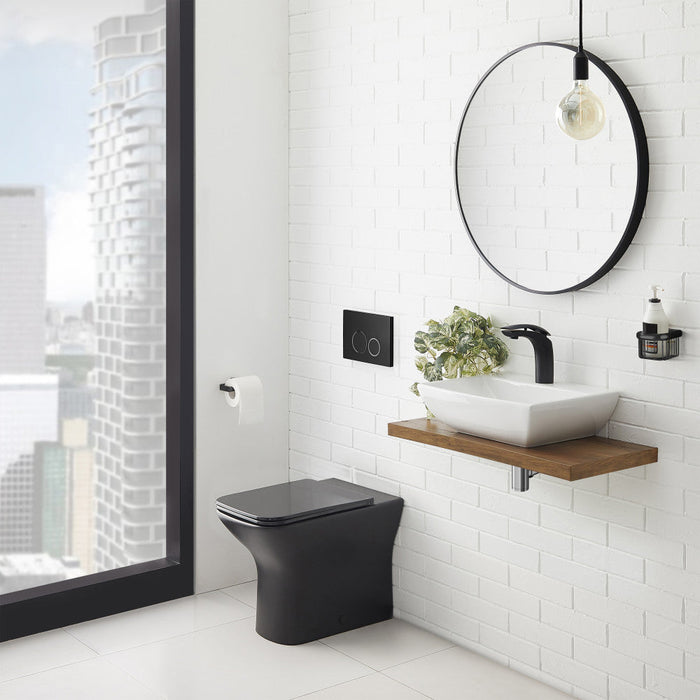 Swiss Madison Carre Back-to-Wall Elongated Toilet Bowl in Matte Black