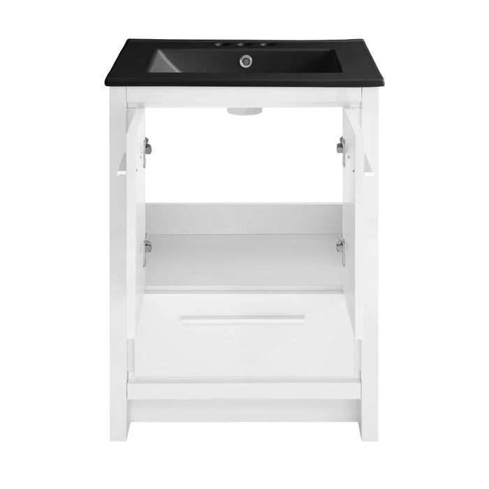 Swiss Madison Virage 24 in. White Bathroom Vanity With Black, 3-Hole Ceramic Sink Top - SM-BV730W-3MB