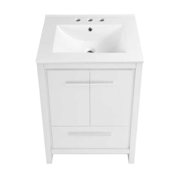 Swiss Madison Virage 24 in. White Bathroom Vanity With White, 3-Hole Ceramic Sink Top - SM-BV730W-3