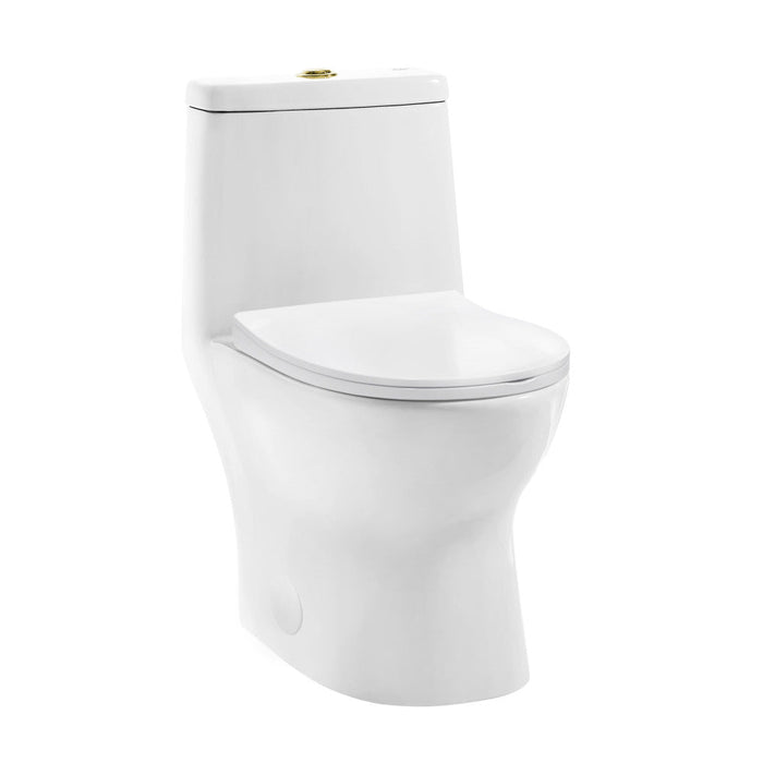 Swiss Madison Ivy One Piece Toilet Dual Vortex™ Flush, Brushed Gold Hardware 1.1/1.6 gpf