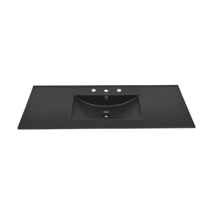 Swiss Madison 48" Ceramic Vanity Top with Three Faucet Holes in Matte Black