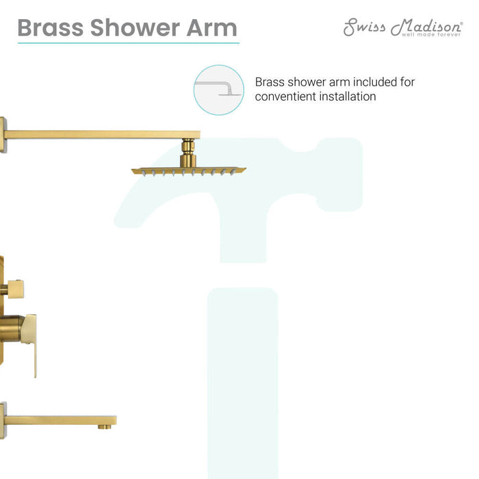 Swiss Madison Concorde Single-Handle 1-Spray Tub and Shower Faucet in Brushed Gold (Valve Included)