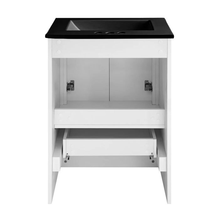 Swiss Madison Virage 24 in. White Bathroom Vanity With Black, 3-Hole Ceramic Sink Top - SM-BV730W-3MB