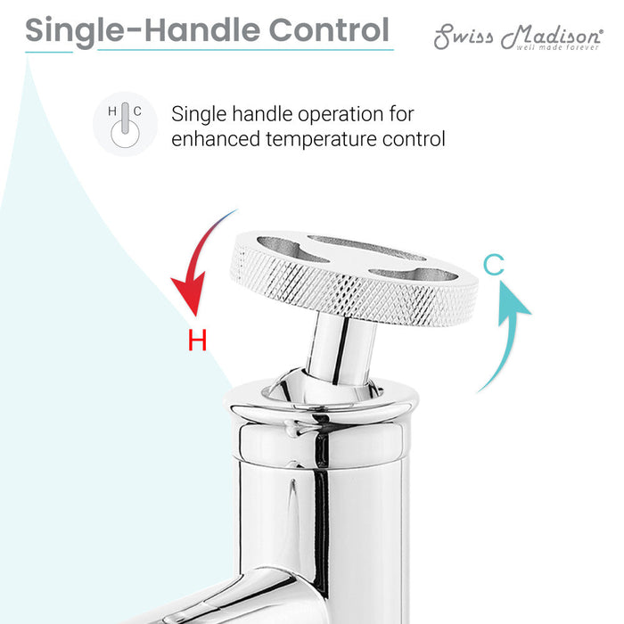 Swiss Madison Avallon Single Hole, Single-Handle Wheel, High Arc Bathroom Faucet in Chrome
