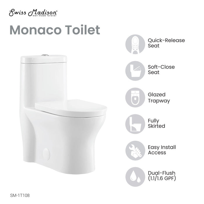 Swiss Madison Monaco One-Piece Elongated Toilet Dual-Flush 1.1/1.6 gpf