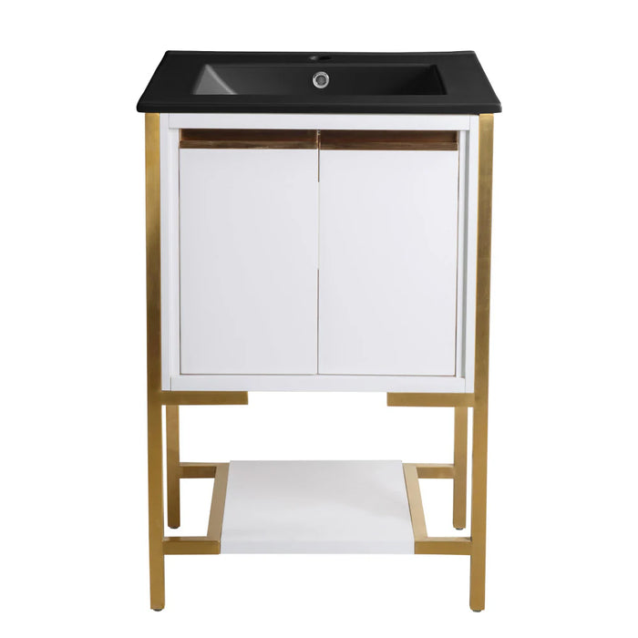 Swiss Madison Marseille 24 in. White Bathroom Vanity With Black Ceramic Sink Top - SM-BV217WBGMB