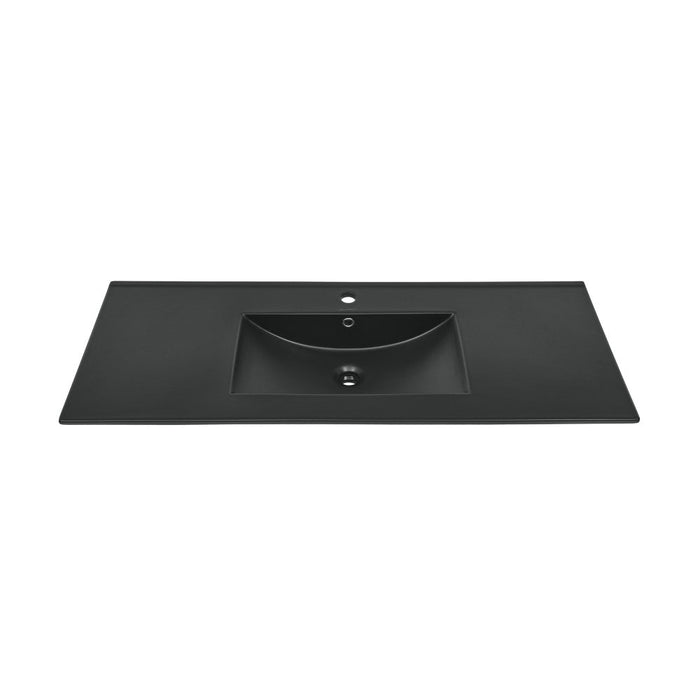 Swiss Madison 48" Ceramic Vanity Top with Single Faucet Hole in Matte Black