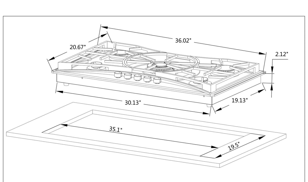 Empava 36 in. Built-in Gas Cooktops EMPV-36GC22