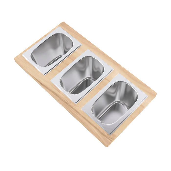 Swiss Madison 9 x 17 Condiment Serving Board with 3 Bowls - SM-KA791