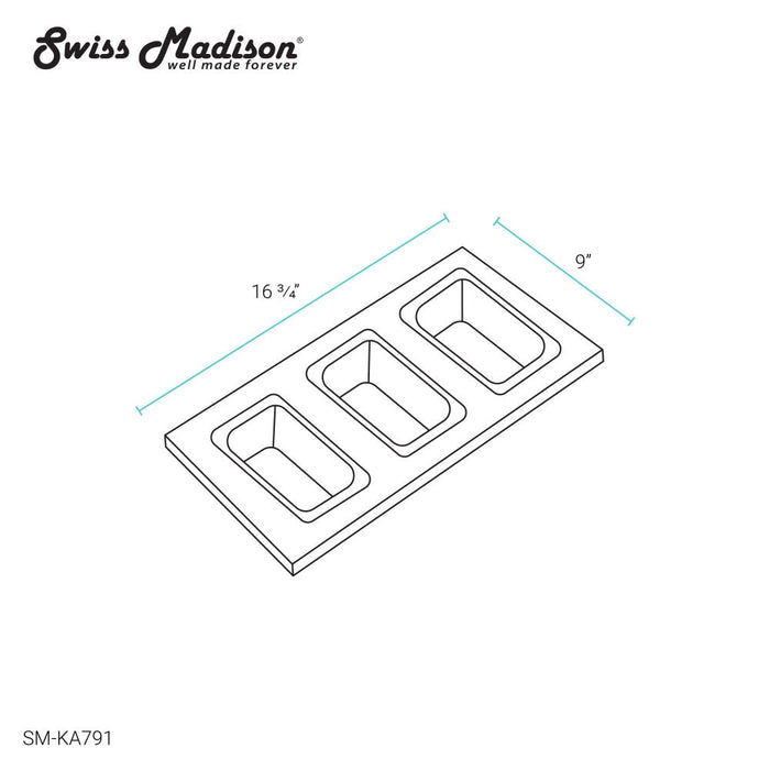 Swiss Madison 9 x 17 Condiment Serving Board with 3 Bowls - SM-KA791