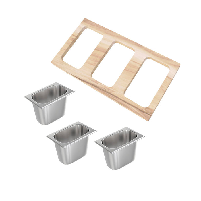 Swiss Madison 9 x 17 Condiment Serving Board with 3 Bowls - SM-KA791