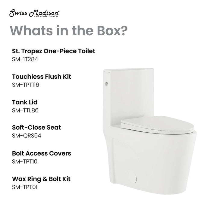 Swiss Madison St. Tropez One-Piece Elongated Toilet, Touchless 1.1/1.6 gpf