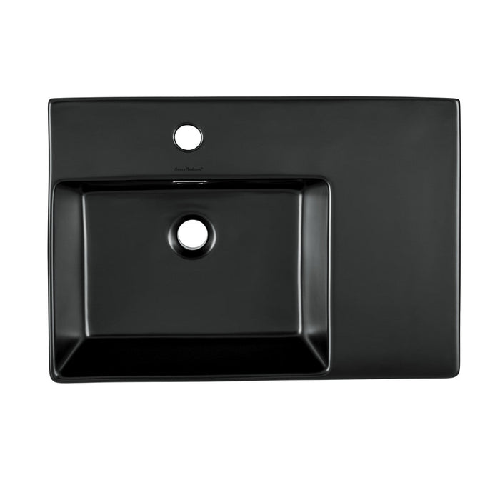 Swiss Madison St. Tropez 24 x 18 Ceramic Wall Hung Sink with Left Side Faucet Mount, Matte Black