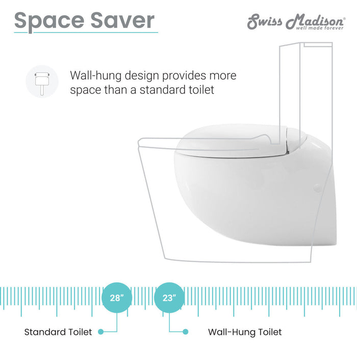 Swiss Madison Plaisir Wall-Hung Elongated Toilet Bowl