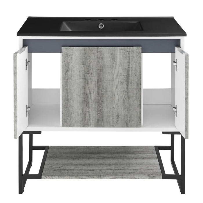 Swiss Madison Marseille 36 in. Gray Bathroom Vanity With Black, 3-Hole Ceramic Sink Top - SM-BV143-3MB