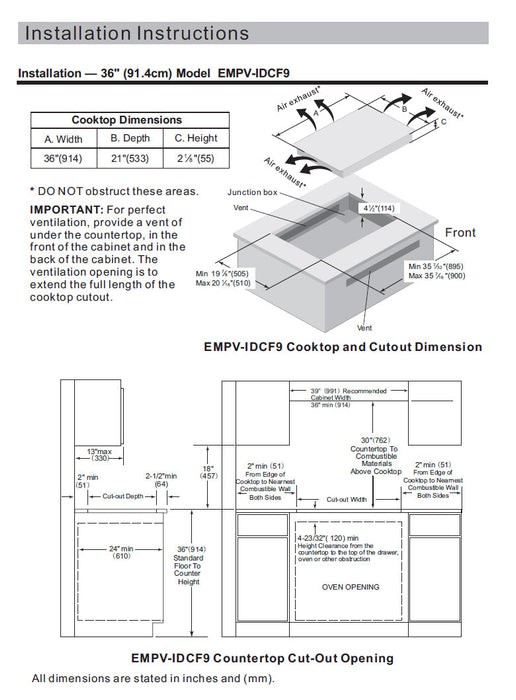 Empava 36 in Electric Stove Induction Cooktop EMPV-IDCF9