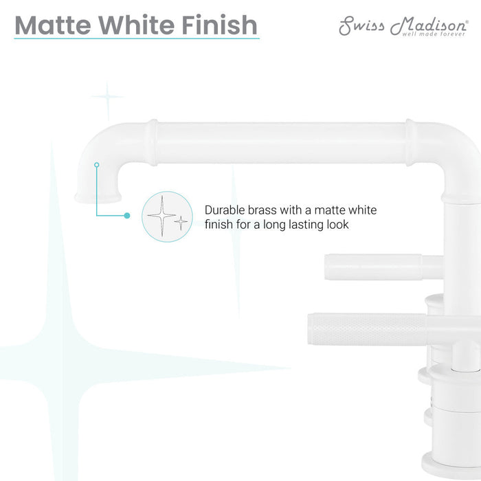 Swiss Madison Avallon 8 in. Widespread, Sleek Handle, Bathroom Faucet in Matte White