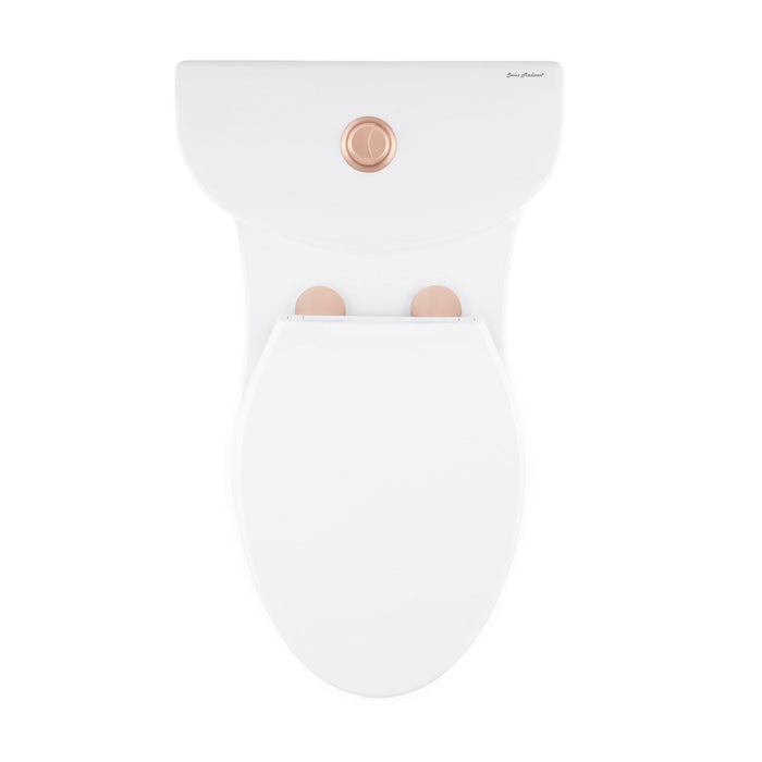 Swiss Madison Sublime One Piece Elongated Toilet Dual Flush, Rose Gold Hardware 1.1/1.6 gpf