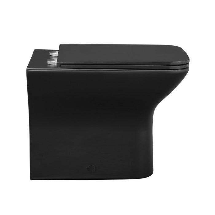 Swiss Madison Carre Back-to-Wall Elongated Toilet Bowl in Matte Black