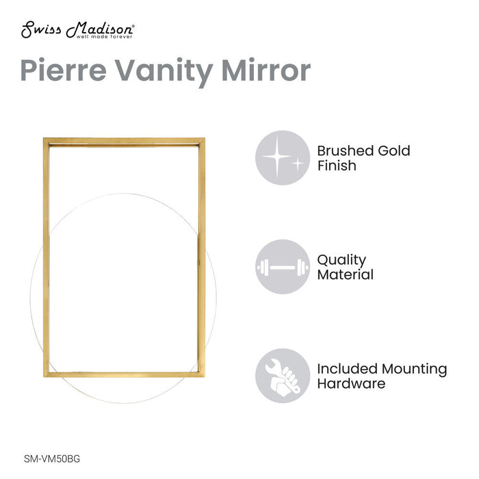 Swiss Madison Pierre 35.5" Vanity Mirror in Brushed Gold