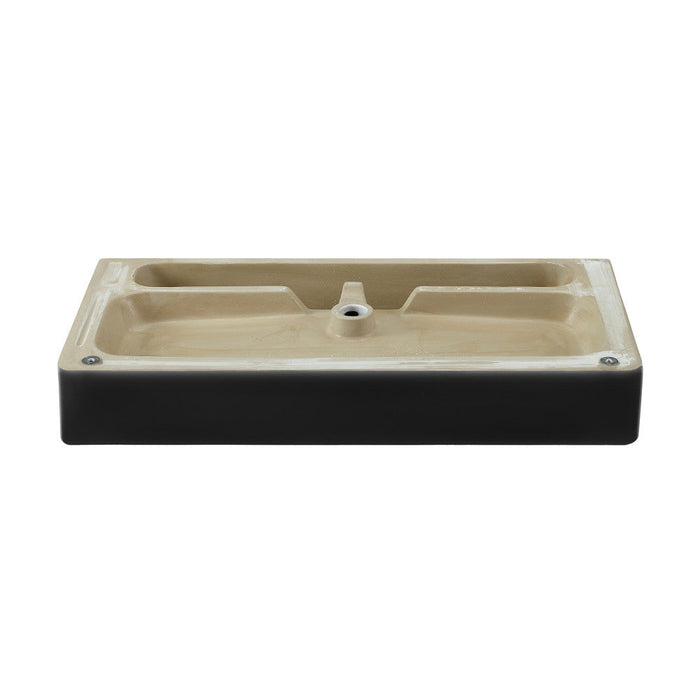 Swiss Madison Carre 36 Ceramic Console Sink Matte Black Basin Brushed Gold Legs