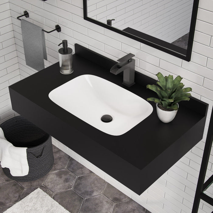 Swiss Madison Avancer 36'' Wall Mount Sink In Black Marquina