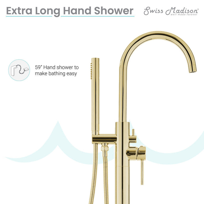 Swiss Madison Ivy Freestanding Bathtub Faucet in Brushed Gold