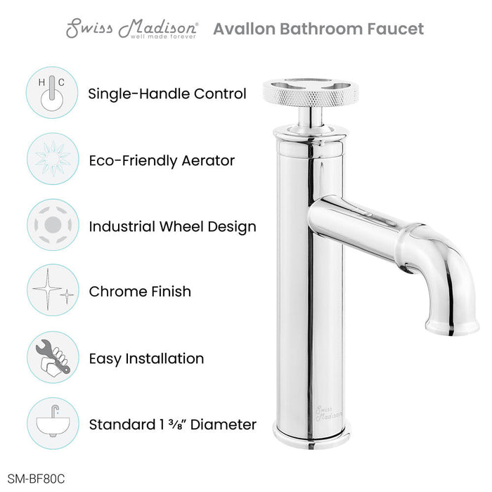 Swiss Madison Avallon Single Hole, Single-Handle Wheel, Bathroom Faucet in Chrome