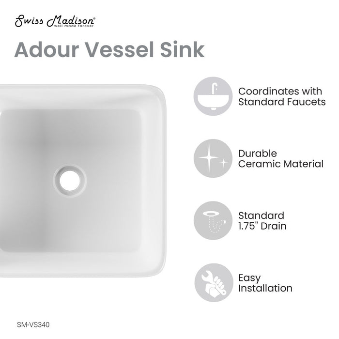 Swiss Madison Adour 14'' Vessel Sink in White - SM-VS340