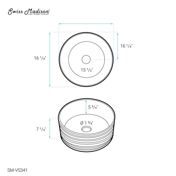 Swiss Madison Adour 16'' Vessels Sink in White - SM-VS341