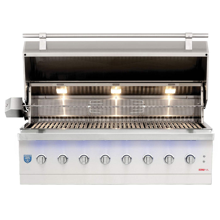 American Made Grills 54-Inch Built-In Dual Fuel Wood and Gas Grill with Infrared Searing Burner and Rotisserie Kit AMG-ENC54-Config