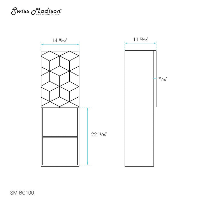 Swiss Madison Annecy 15" W x 46" H x 12" D  Linen Cabinet in Phantom Black - SM-BC100