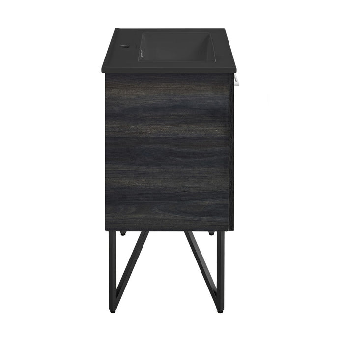 Swiss Madison Annecy 24 in. Black Walnut Bathroom Vanity With Black Ceramic Sink Top - SM-BV222MB