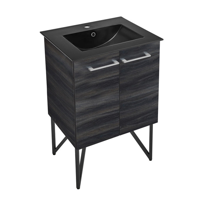 Swiss Madison Annecy 24 in. Black Walnut Bathroom Vanity With Black Ceramic Sink Top - SM-BV222MB