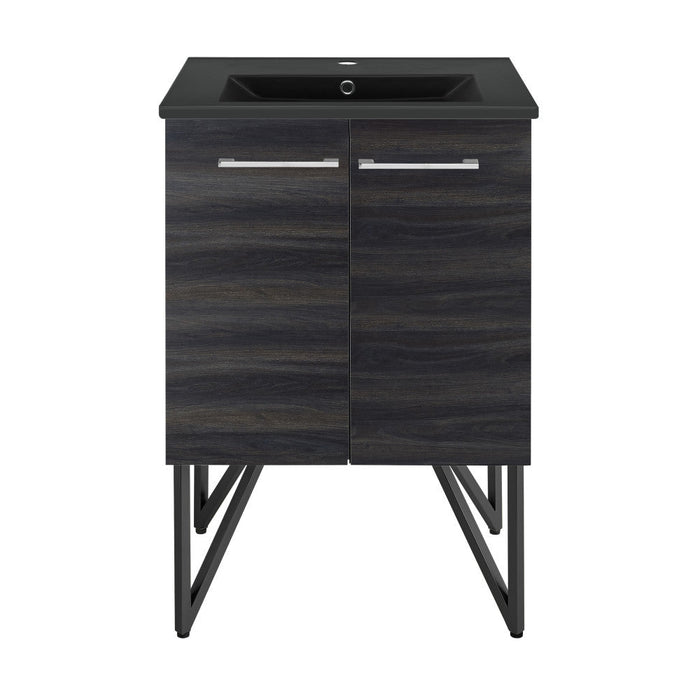 Swiss Madison Annecy 24 in. Black Walnut Bathroom Vanity With Black Ceramic Sink Top - SM-BV222MB