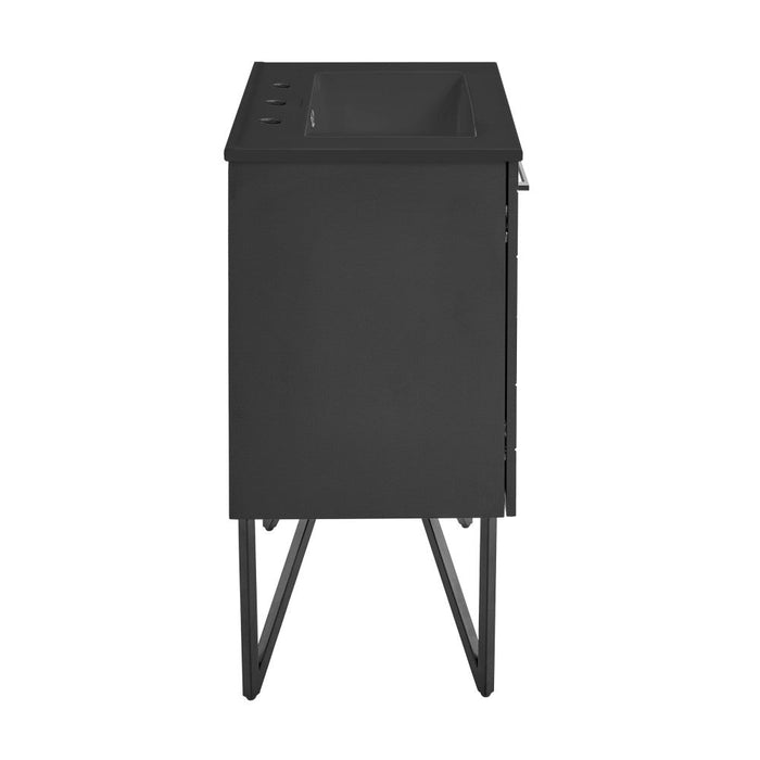 Swiss Madison Annecy 24 in. Phantom Black Bathroom Vanity With Black, 3-Hole Ceramic Sink Top - SM-BV251B-3MB