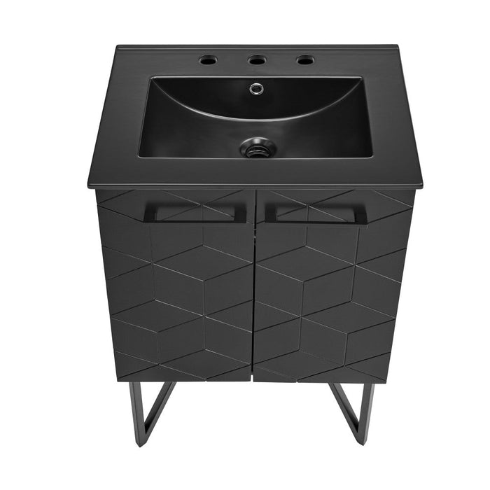 Swiss Madison Annecy 24 in. Phantom Black Bathroom Vanity With Black, 3-Hole Ceramic Sink Top - SM-BV251B-3MB