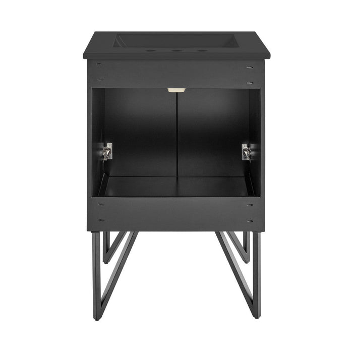 Swiss Madison Annecy 24 in. Phantom Black Bathroom Vanity With Black, 3-Hole Ceramic Sink Top - SM-BV251B-3MB