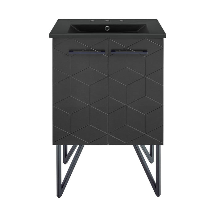 Swiss Madison Annecy 24 in. Phantom Black Bathroom Vanity With Black, 3-Hole Ceramic Sink Top - SM-BV251B-3MB