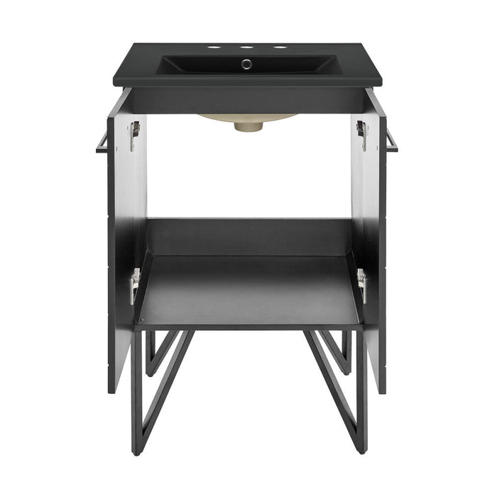 Swiss Madison Annecy 24 in. Phantom Black Bathroom Vanity With Black, 3-Hole Ceramic Sink Top - SM-BV251B-3MB