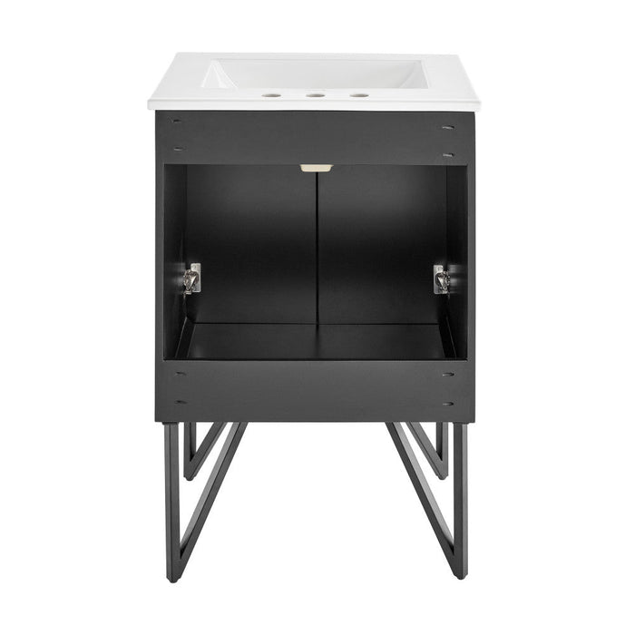 Swiss Madison Annecy 24 in. Phantom Black Bathroom Vanity With White, 3-Hole Ceramic Sink Top - SM-BV251B-3