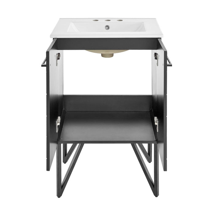 Swiss Madison Annecy 24 in. Phantom Black Bathroom Vanity With White, 3-Hole Ceramic Sink Top - SM-BV251B-3